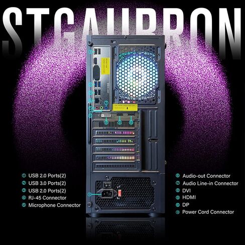 STGAubron Gaming PC Bundle with 24Inch FHD LED Monitor-Intel core I7 3.4G up to 3.9G,Radeon RX 580 8G GDDR5,16G,512G SSD,WiFi,BT 5.0,RGB Keybaord&Mouse&Mouse Pad,RGB BT Sound Bar,W10H64 in Saudi Arabia