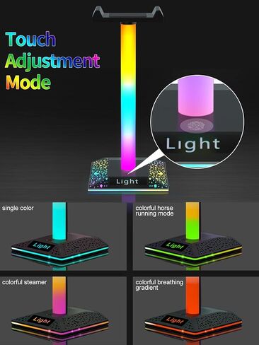 RGB Headset Stand Desk Accessories, Headphone Stand with 1 Type-C Port, Headphone Holder with 10 Light Modes and Non-Slip Rubber, Best Gift for Husband, Kids, Boyfriend in Saudi Arabia