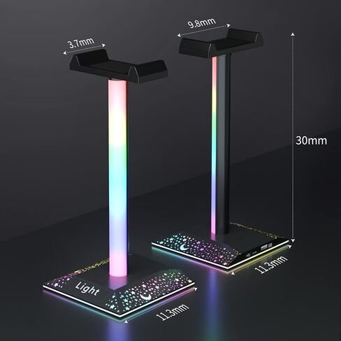 RGB Headset Stand Desk Accessories, Headphone Stand with 1 Type-C Port, Headphone Holder with 10 Light Modes and Non-Slip Rubber, Best Gift for Husband, Kids, Boyfriend in Saudi Arabia