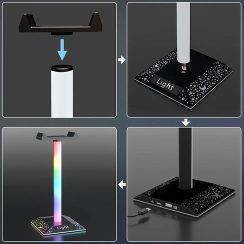 RGB Headset Stand Desk Accessories, Headphone Stand with 1 Type-C Port, Headphone Holder with 10 Light Modes and Non-Slip Rubber, Best Gift for Husband, Kids, Boyfriend in Saudi Arabia