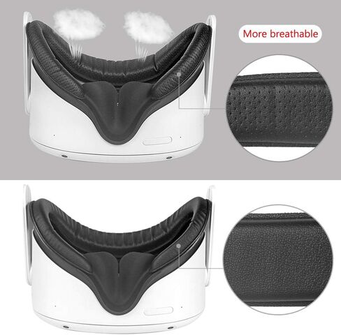 HIJIAO Latest Upgrade Accessories for Oculue Quest 2, Including VR Facial Interface Bracket & PU Leather Foam Face Cover Pad Replacement & Protective Lens Cover for Oculus Quest 2 in Saudi Arabia
