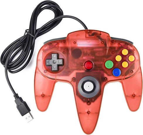 4 Pack PC USB N64 Controller, SAFFUN N64 Wired Gamepad [3D Analog Stick] for Windows PC MAC Linux Raspberry Pi Project 64 Retropie OpenEmu Emulator (Plug & Play) (Blue/Red/Clear Red/Clear Blue) in Saudi Arabia