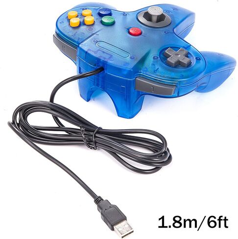 4 Pack PC USB N64 Controller, SAFFUN N64 Wired Gamepad [3D Analog Stick] for Windows PC MAC Linux Raspberry Pi Project 64 Retropie OpenEmu Emulator (Plug & Play) (Blue/Red/Clear Red/Clear Blue) in Saudi Arabia