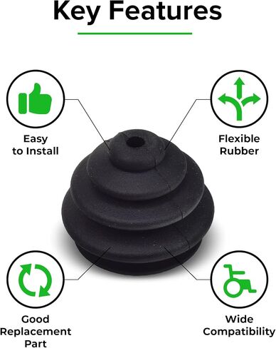 AlveyTech Joystick Knob & Rubber Boot for PG Drives Joystick Controllers VSI, VR2, GC, Remote Plus, & Q-Logic - Electric Mobility Power Chairs & Wheelchair Control, Universal Parts (2 Knobs & 2 Boots) in Saudi Arabia