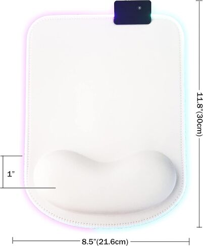 RGB LED Mouse pad with Ergonomic Wrist Rest Support, Non-Slip Kawaii Mouse Pads, 11.8" x 8.5" Gaming Wrist Pads, Pain Relief, and Easy Typing, Gaming, Notebook Computer Work and Game (Black) in Kuwait