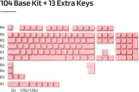 LTC LavaCaps PBT DoubleShot 108 Keycaps Set, Cat's Claw Sublimation OEM Profile for ANSI US Layout 61/87 TKL/104/108 Keys Mechanical Keyboard, with Keycap Puller - (Only Keycaps), Pink in Saudi Arabia