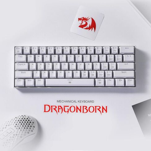 Redragon K630 Dragonborn 60% Wired RGB Gaming Keyboard, 61 Keys Compact Mechanical Keyboard with Tactile Blue Switch, Pro Driver Support, Black in Saudi Arabia