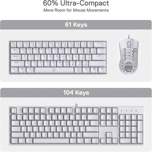 Redragon K630 Dragonborn 60% Wired RGB Gaming Keyboard, 61 Keys Compact Mechanical Keyboard with Tactile Blue Switch, Pro Driver Support, Black in Saudi Arabia