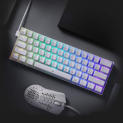 Redragon K630 Dragonborn 60% Wired RGB Gaming Keyboard, 61 Keys Compact Mechanical Keyboard with Tactile Blue Switch, Pro Driver Support, Black in Saudi Arabia