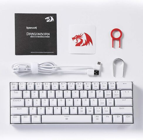 Redragon K630 Dragonborn 60% Wired RGB Gaming Keyboard, 61 Keys Compact Mechanical Keyboard with Tactile Blue Switch, Pro Driver Support, Black in Saudi Arabia