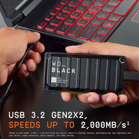 Western Digital 500GB P40 Game Drive SSD - Up to 2,000MB/s, RGB Lighting, Portable External Solid State Drive SSD, Compatible with Playstation, Xbox, PC, & Mac - WDBAWY5000ABK-WESN in Saudi Arabia