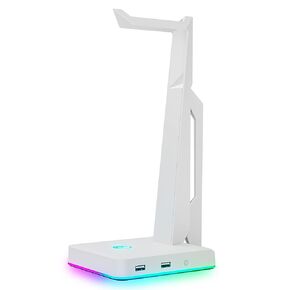 RGB Gaming Headset Stand with 2 USB Ports, Game Headphone Mount for PC, Xbox One, PS4, Switch, Earphone Holder Hanger, Great for Gaming Stations, Fancy Desk Gamer Accessories, Black in Saudi Arabia