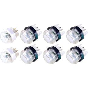 8 Pcs Arcade LED Push Buttons Illuminated Light 6 × 30mm Buttons + 2 × 24mm Buttons with Built-in Microswtich for Arcade Machine Video Game Console DIY Jamma MAME Raspberry Green New