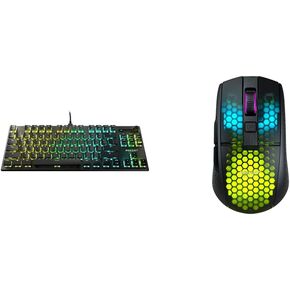 لوحة مفاتيح الألعاب ROCCAT Vulcan TKL Pro Linear Optical Titan Switch للكمبيوتر الشخصي، باللون الأسود وBurst Pro Air خفيفة الوزن متناظرة بصرية لاسلكية RGB للألعاب - أسود in Kuwait