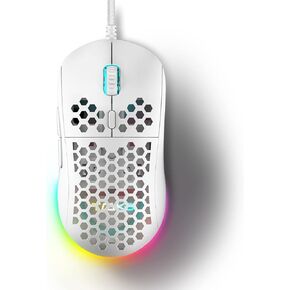 DIERYA M1SE Wired Gaming Mouse with Honeycomb Shell, 12800DPI Optical Sensor, 6 Programmable Macros, Software Support for Custom Key Config, and RGB Settings for Windows 7/8/10/XP, Vista, Linux-Pink