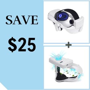 Alcopanda 1 * حزام رأس سماعة الرأس مع بطارية لـ Quest 2+1 * VR Fan لـ Oculus Quest 2 in Kuwait