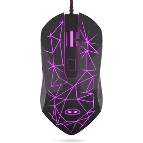 MageGee G6 Wired Gaming Mouse, Ergonomic USB Optical Mouse with 7 Colors Breathing LED Backlit, 6 Adjustable Speed Levels from 600 to 3200 for Laptop PC Computer Games & Work, Black in Saudi Arabia