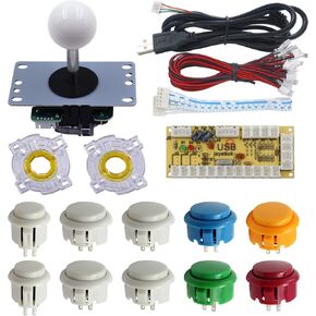 SJJX DIY Arcade Game Button and Joystick Controller Kit for Rapsberry Pi and Windows,5 Pin Joystick and 10 Push Buttons 822a08 mix white in Kuwait