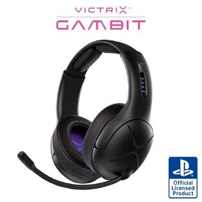سماعة الألعاب السلكية واللاسلكية من Victrix Gambit Black مع ميكروفون - Microsoft Xbox One، Series X|S، الكمبيوتر - صوت احترافي جاهز للرياضات الإلكترونية، ميكروفون بخاصية إلغاء الضوضاء، سماعات رأس مريحة للغاية فوق الأذن