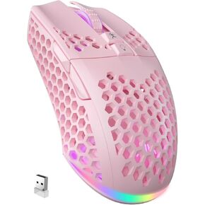 SM600 Honeycomb Shell Gaming Mouse Wireless,8000 DPI Tri-Modes BT5.1/2.4G Wireless/Type-C Wired Gamer Mouse with 2 Side Buttons, Macro Programmable and RGB Light for PC/Mac/Laptop,Black