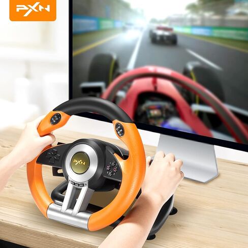 عجلة سباق PXN V3II - عجلة قيادة للألعاب للكمبيوتر الشخصي، عجلة قيادة 180 درجة Volante PC Universal Usb Car Racing مع دواسة لأجهزة PS4، PC، PS3 (أزرق) in Kuwait