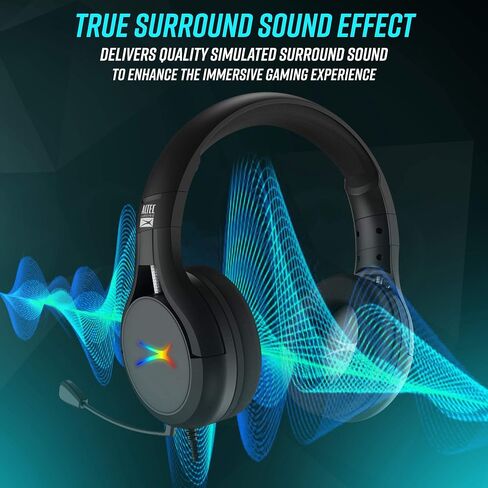 سماعة ألعاب Premier Accessories Group لأجهزة Xbox One ذات الصوت المحيطي Altec Lansing Game وسماعات إلغاء الضوضاء وميكروفون AL6000، Xbox Green Playstation Blue RGB أسود in Saudi Arabia