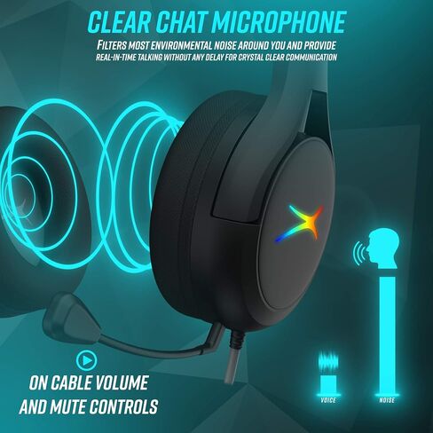 سماعة ألعاب Premier Accessories Group لأجهزة Xbox One ذات الصوت المحيطي Altec Lansing Game وسماعات إلغاء الضوضاء وميكروفون AL6000، Xbox Green Playstation Blue RGB أسود in Saudi Arabia