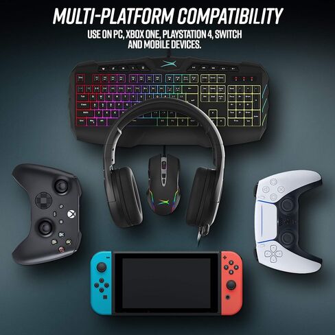 سماعة ألعاب Premier Accessories Group لأجهزة Xbox One ذات الصوت المحيطي Altec Lansing Game وسماعات إلغاء الضوضاء وميكروفون AL6000، Xbox Green Playstation Blue RGB أسود in Saudi Arabia