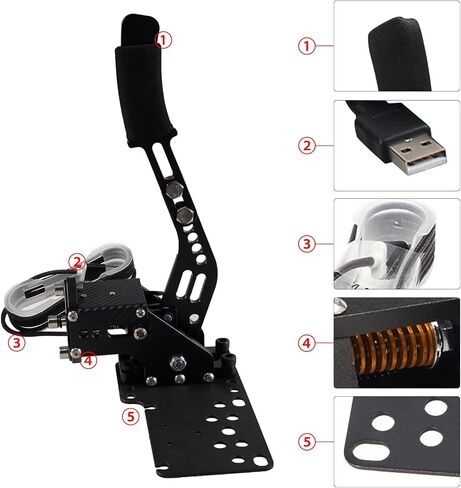 YESHMA 64 Bit USB Handbrake PC Handbrake & Non-contact Plus Hall Sensor متوافق مع G25/27/29/920/923 T500 T300، ملحقات الألعاب الاحترافية تستخدم لألعاب السباقات (مع المشبك واللوحة) in Saudi Arabia