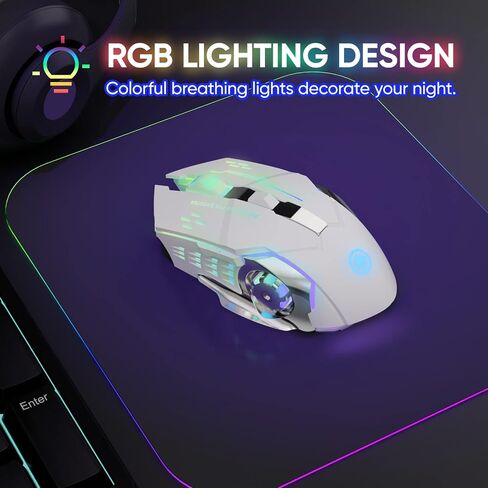 MELOGAGA Wireless Gaming Mouse Bluetooth/2.4G RGB Rechargeable -Black in Kuwait