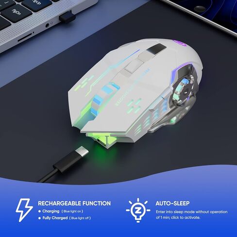 MELOGAGA Wireless Gaming Mouse Bluetooth/2.4G RGB Rechargeable -Black in Kuwait