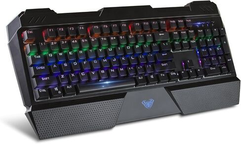 لوحة مفاتيح سلكية ميكانيكية للألعاب بإضاءة خلفية LED من Beastron RGB مع مفاتيح زرقاء وتأثيرات إضاءة خلفية قابلة للتعديل، متوافقة مع أجهزة الكمبيوتر الشخصية وأجهزة Mac - Sapphire Spectrum 2013BL in Kuwait