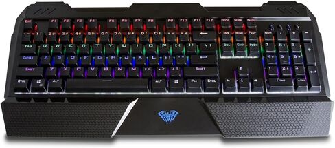 لوحة مفاتيح سلكية ميكانيكية للألعاب بإضاءة خلفية LED من Beastron RGB مع مفاتيح زرقاء وتأثيرات إضاءة خلفية قابلة للتعديل، متوافقة مع أجهزة الكمبيوتر الشخصية وأجهزة Mac - Sapphire Spectrum 2013BL in Kuwait