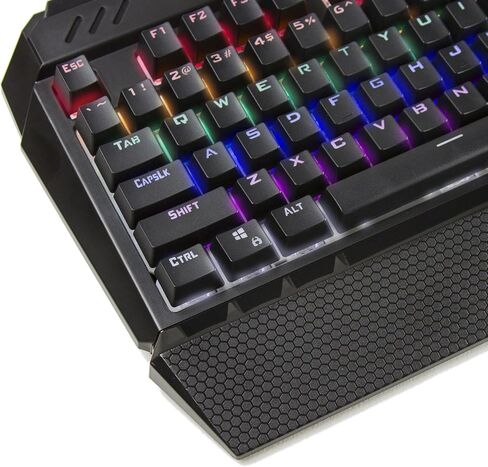 لوحة مفاتيح سلكية ميكانيكية للألعاب بإضاءة خلفية LED من Beastron RGB مع مفاتيح زرقاء وتأثيرات إضاءة خلفية قابلة للتعديل، متوافقة مع أجهزة الكمبيوتر الشخصية وأجهزة Mac - Sapphire Spectrum 2013BL in Kuwait