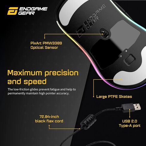 ENDGAME GEAR XM1r Gaming Mouse, Programmable Mouse with 5 Buttons and 19,000 DPI, White in Kuwait