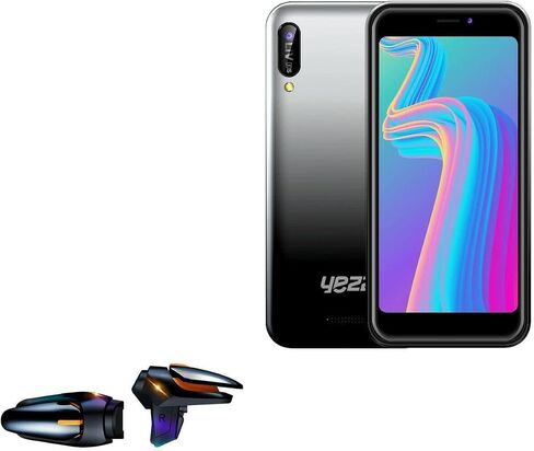 BoxWave Gaming Gear Compatible with Yezz Liv 1s (Gaming Gear by BoxWave) - Touchscreen QuickTrigger Auto, Trigger Buttons Autofire Gaming Mobile FPS for Yezz Liv 1s - Jet Black in Saudi Arabia