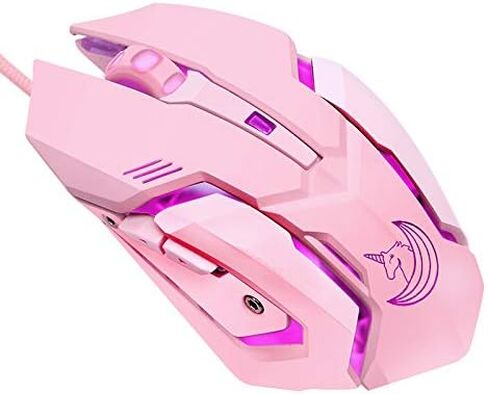 Pink Gaming Mouse Silent Click, LED Backlit Optical Game Mice Ergonomic USB Wired Mice Compatible with Laptop PC, 7 Buttons, 4 Adjustable DPI in Saudi Arabia