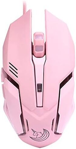 Pink Gaming Mouse Silent Click, LED Backlit Optical Game Mice Ergonomic USB Wired Mice Compatible with Laptop PC, 7 Buttons, 4 Adjustable DPI in Saudi Arabia