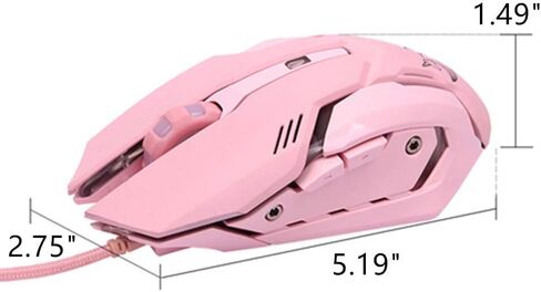 Pink Gaming Mouse Silent Click, LED Backlit Optical Game Mice Ergonomic USB Wired Mice Compatible with Laptop PC, 7 Buttons, 4 Adjustable DPI in Saudi Arabia