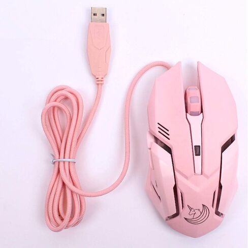 Pink Gaming Mouse Silent Click, LED Backlit Optical Game Mice Ergonomic USB Wired Mice Compatible with Laptop PC, 7 Buttons, 4 Adjustable DPI in Saudi Arabia