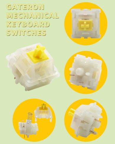 Gateron MilkyYellow Switches - Smooth and Quiet Linear 5 Pin MX Mechanical Keyboard Switches for Gaming and Typing (105Pcs) in Kuwait