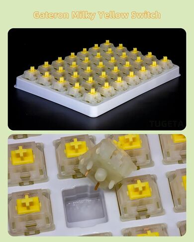 Gateron MilkyYellow Switches - Smooth and Quiet Linear 5 Pin MX Mechanical Keyboard Switches for Gaming and Typing (105Pcs) in Kuwait