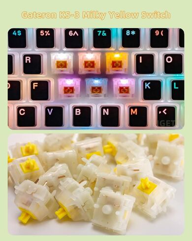 Gateron MilkyYellow Switches - Smooth and Quiet Linear 5 Pin MX Mechanical Keyboard Switches for Gaming and Typing (105Pcs) in Kuwait