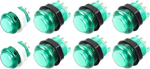 Arcity 8 Pcs Arcade LED Push Buttons Illuminated Light 6 × 30mm Buttons + 2 × 24mm Buttons with Built-in Microswtich for Arcade Machine Video Game Console DIY Jamma MAME Raspberry White New in Kuwait