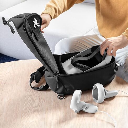 tomtoc Carrying Bag for Meta/Oculus Quest 2/Quest Pro VR Gaming Headset, Touch Controllers Accessories, Lightweight, Portable, Travel Shoulder Sling Backpack with 2 Pouches for Meta/Oculus Quest 2 in Saudi Arabia