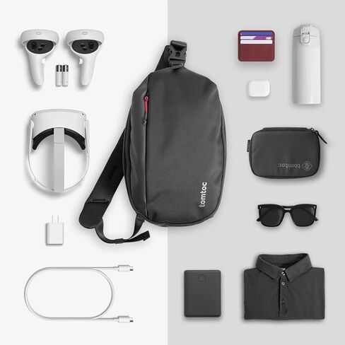 tomtoc Carrying Bag for Meta/Oculus Quest 2/Quest Pro VR Gaming Headset, Touch Controllers Accessories, Lightweight, Portable, Travel Shoulder Sling Backpack with 2 Pouches for Meta/Oculus Quest 2 in Saudi Arabia