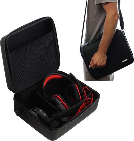 Navitech Black Rugged Gaming Headphones Case Cover Compatible With Logitech G432 [video game] in Saudi Arabia