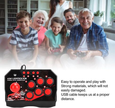 Surebuy Arcade Fight Stick, Wired Arcade Joystick, Portable Replacement for Universal Arcade Game Fighting Stick Accessories for Switch/pc/ps3 Arcade Fight Stick in Saudi Arabia