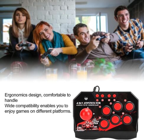 Surebuy Arcade Fight Stick, Wired Arcade Joystick, Portable Replacement for Universal Arcade Game Fighting Stick Accessories for Switch/pc/ps3 Arcade Fight Stick in Saudi Arabia