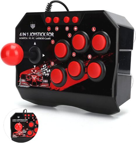 Surebuy Arcade Fight Stick, Wired Arcade Joystick, Portable Replacement for Universal Arcade Game Fighting Stick Accessories for Switch/pc/ps3 Arcade Fight Stick in Saudi Arabia